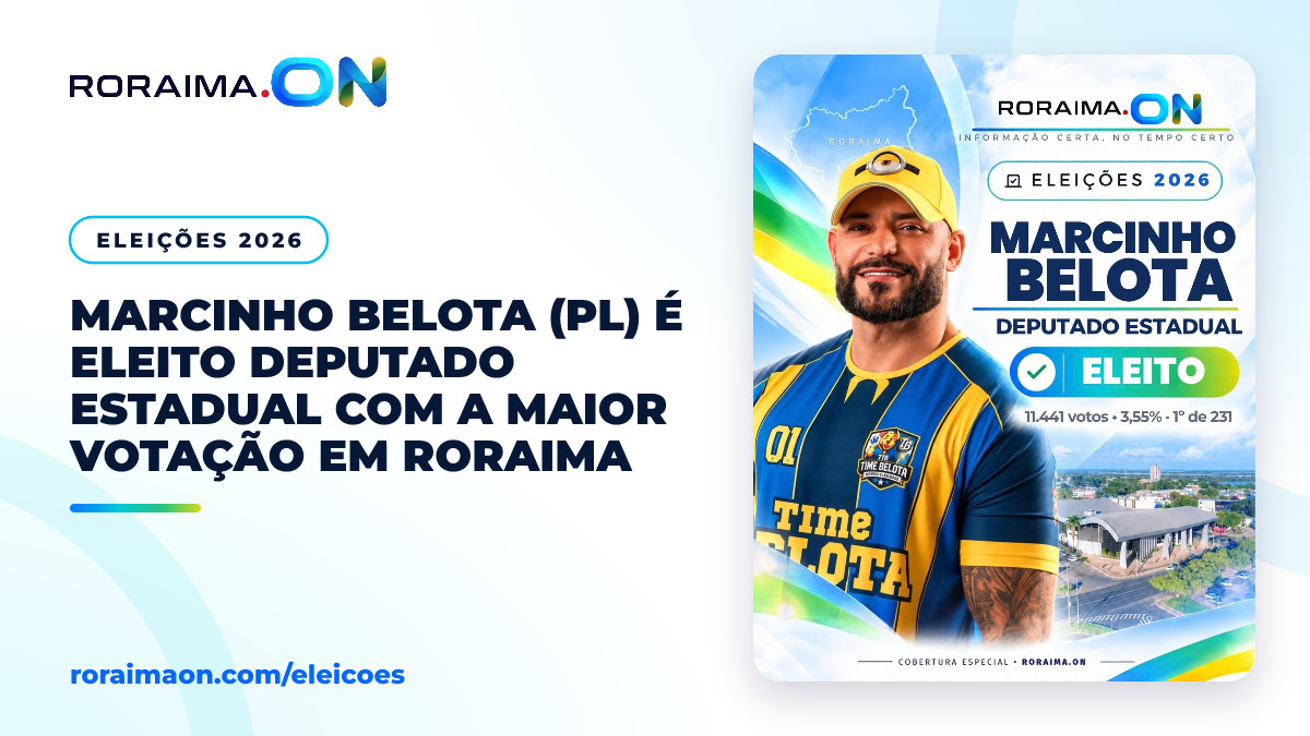Arte gráfica com a foto de Marcinho Belota (PL) e o texto: Eleito deputado estadual com 11.441 votos.