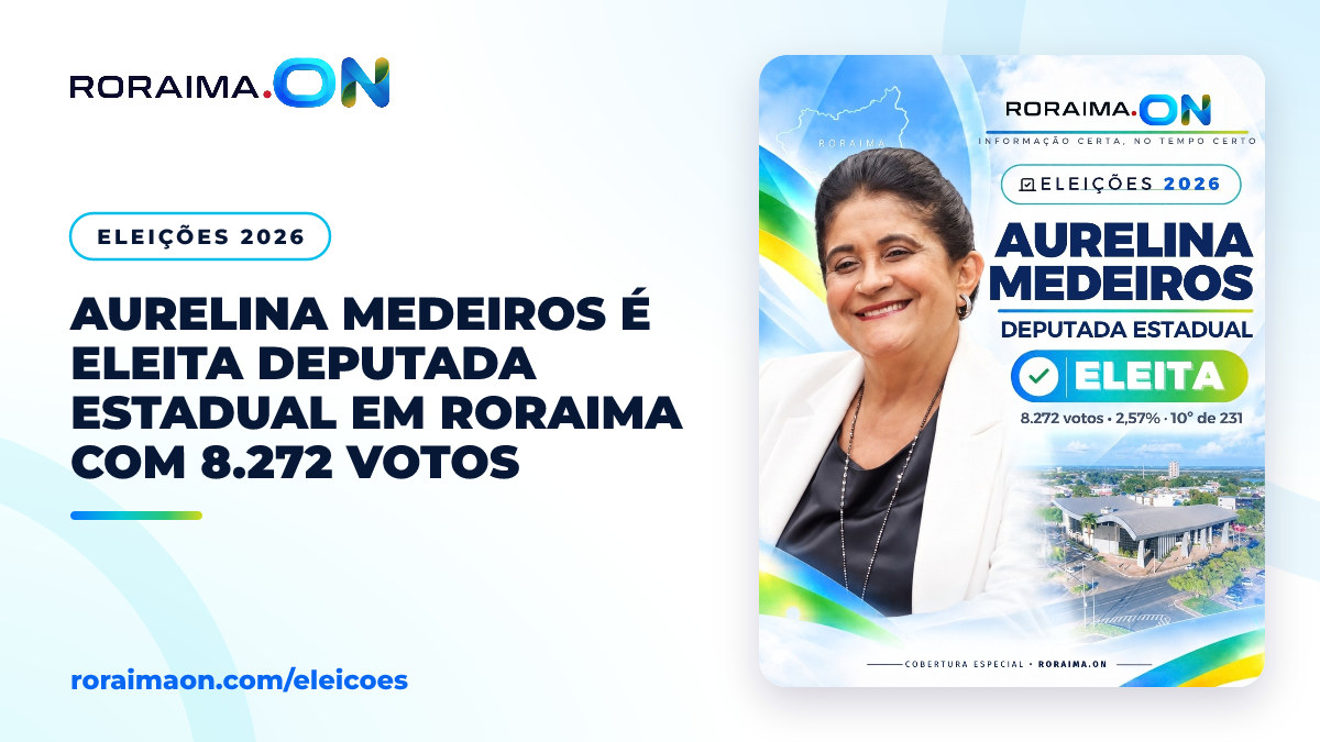 Arte gráfica com foto de Aurelina Medeiros e o texto: Eleita deputada estadual com 8.272 votos.
