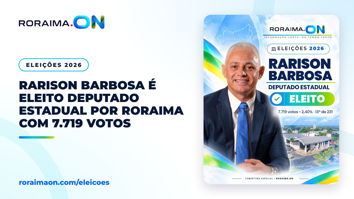 Arte gráfica com a foto de Rarison Barbosa e o texto 'Eleito Deputado Estadual' com o número de votos recebidos.