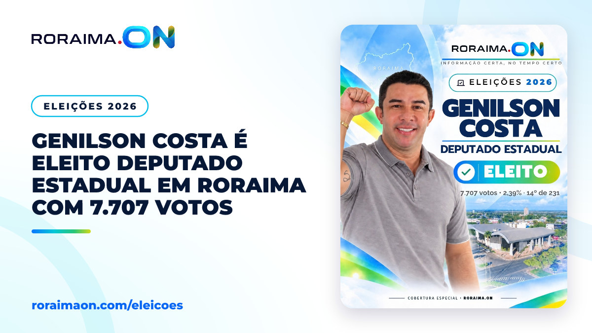 Arte gráfica com a foto de Genilson Costa e o título de eleito deputado estadual pelo Republicanos.