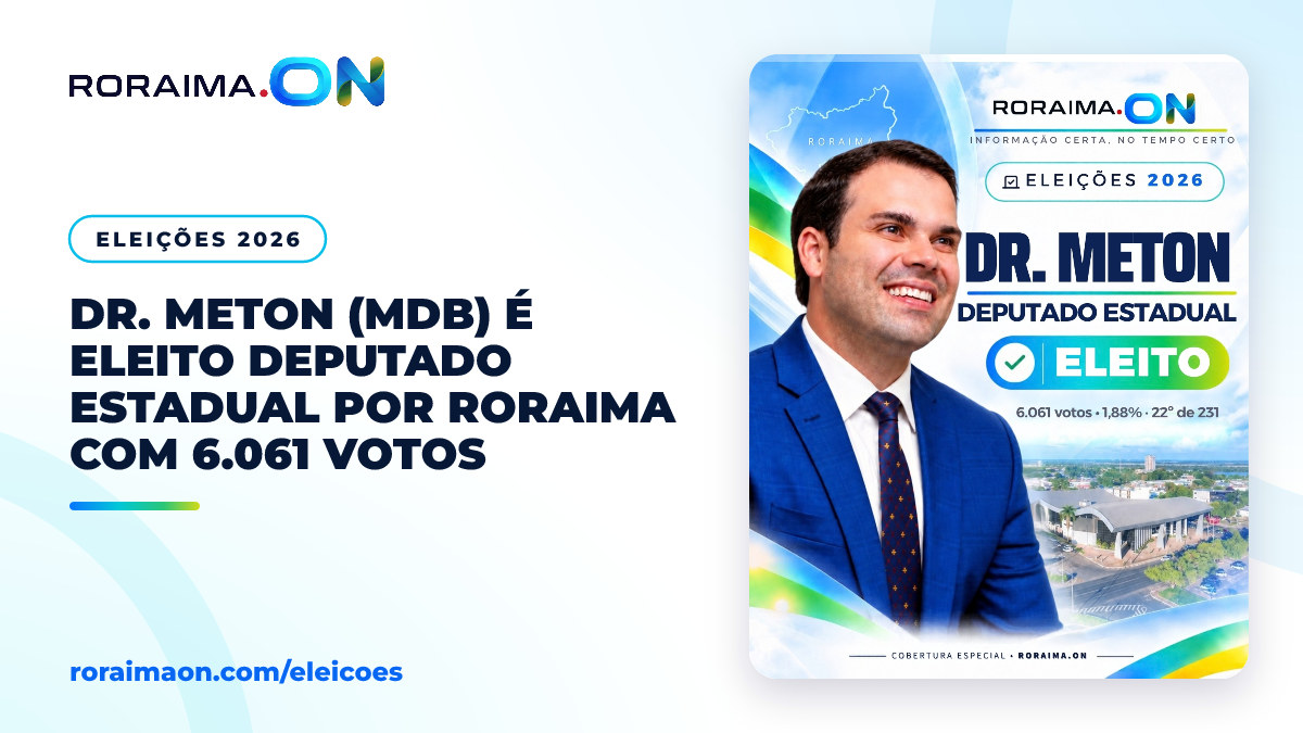 Arte gráfica com a foto de Dr. Meton e a legenda: Dr. Meton (MDB), eleito deputado estadual.
