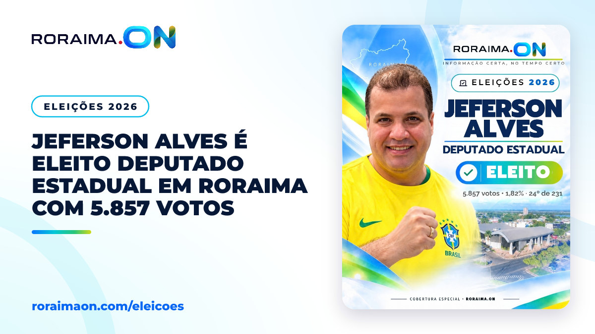 Arte gráfica com foto de Jeferson Alves e o texto: Jeferson Alves (Podemos), eleito deputado estadual.