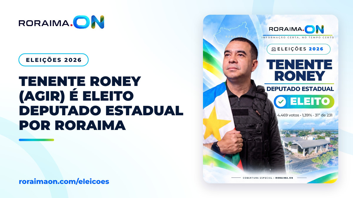 Arte gráfica com a foto do Tenente Roney e a legenda 'Eleito deputado estadual'.