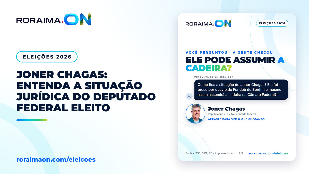 Arte gráfica com foto de Joner Chagas e elementos visuais sobre o processo eleitoral e jurídico.