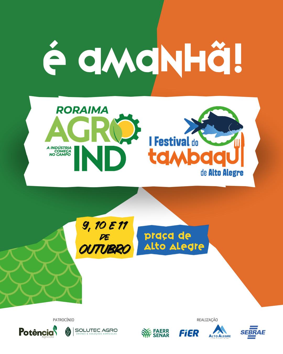 Praça de Alto Alegre movimentada durante o evento Roraima AGROIND 2026 com foco na agroindústria e piscicultura de Roraima